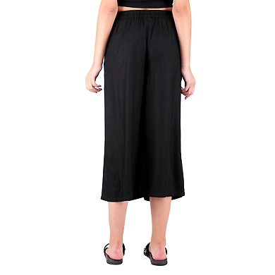 Women's Rayon Regular Fit Solid Culottes Black-3XL-Black -2