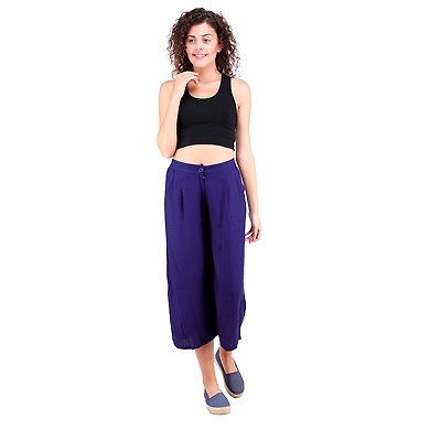 Women's Rayon Regular Fit Solid Culottes Navy-FF-R-QLOTTNavy-3XL