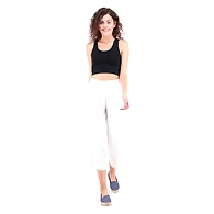 Women's Rayon Regular Fit Solid Culottes Offwhite