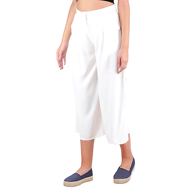 Women's Rayon Regular Fit Solid Culottes Offwhite-3XL-Offwhite -2