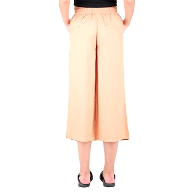 Women's Rayon Regular Fit Solid Culottes Fawn-L-Fawn  -2