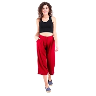 Women's Rayon Regular Fit Solid Culottes Mehroon