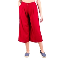Women's Rayon Regular Fit Solid Culottes Mehroon-Mehroon  -M