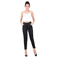 Women's Tussar Silk Trousers/Pants Black
