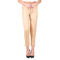 Women's Tussar Silk Trousers/Pants Gold-Gold -M