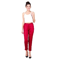 Women's Tussar Silk Trousers/Pants Mehroon