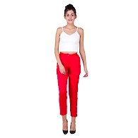 Women's Tussar Silk Trousers/Pants Red