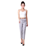 Women's Tussar Silk Trousers/Pants Silver