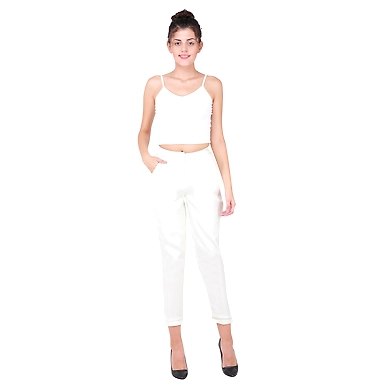 Women's Tussar Silk Trousers/Pants Offwhite-FF-TS-PANTOffwhite-5XL