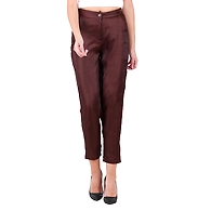 Women's Tussar Silk Trousers/Pants Mouse-Mouse -M