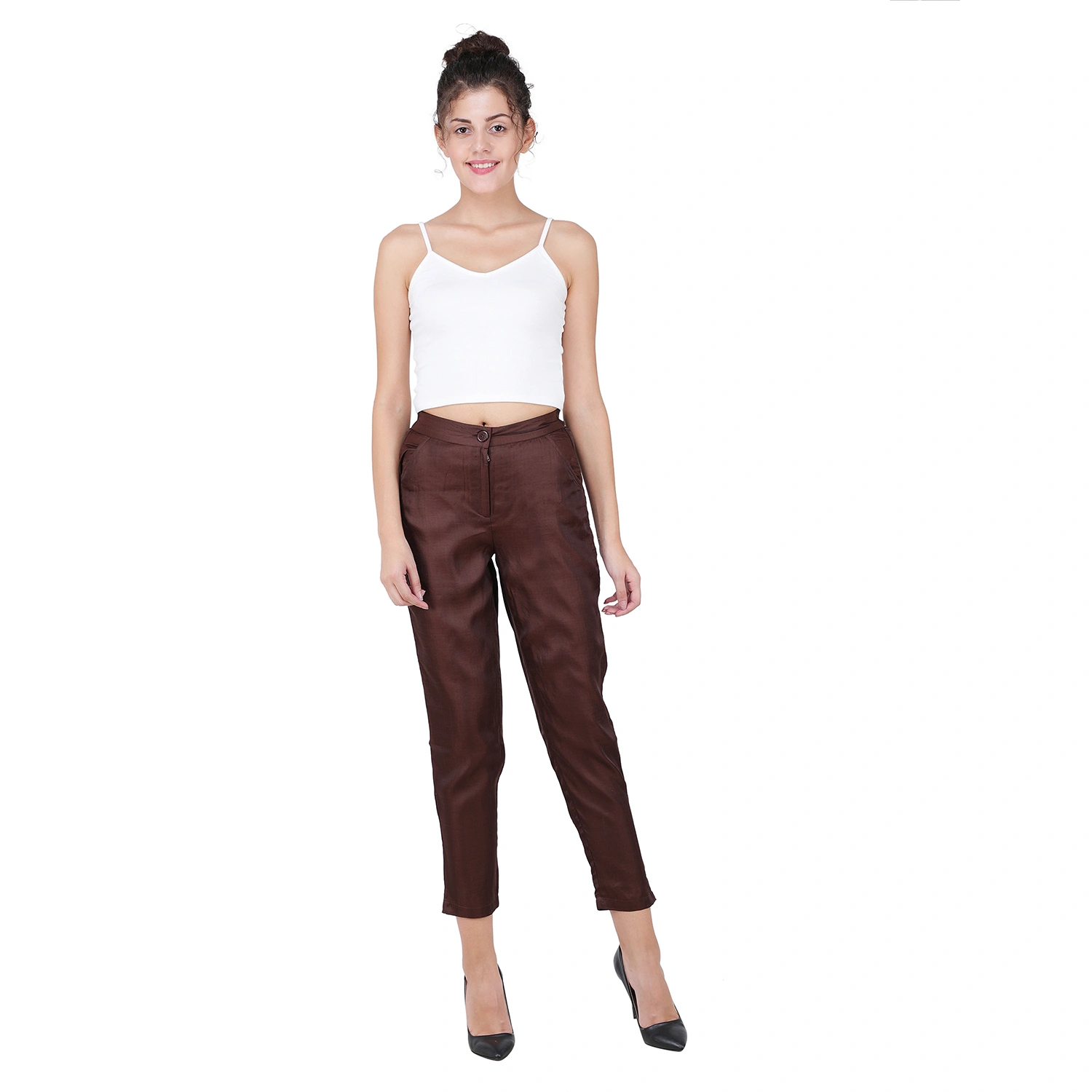 High Rise Pleated Satin Trousers | Gap