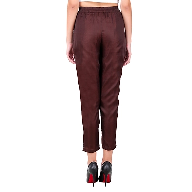 Women's Tussar Silk Trousers/Pants Mouse-2XL-Mouse -2