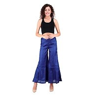 Women's Tussar Silk Flair Bottoms Navy