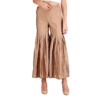 Women's Tussar Silk Flair Bottoms Gold-M-Gold 