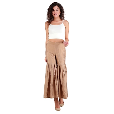 Women's Tussar Silk Flair Bottoms Gold-FF-TSB-BOTTOMGold-4XL