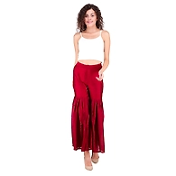 Women's Tussar Silk Flair Bottoms Mehroon