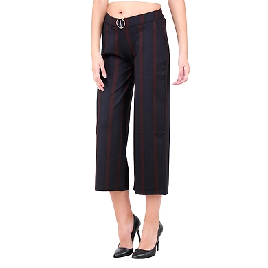 Women's  Striped Culottes Print-3-Print-3-3XL-2