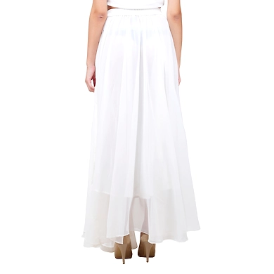Women's Georgette Long Skirts Offwhite-L-Offwhite-2
