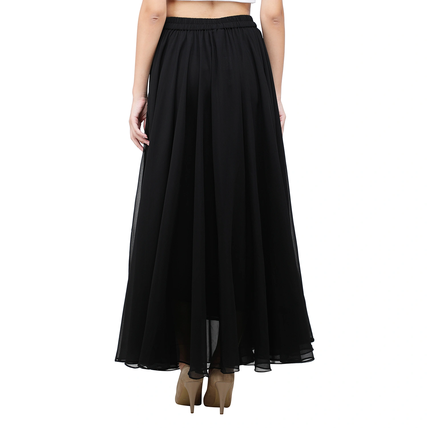 long black georgette skirt