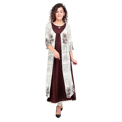 Women Printed Kurtis Brown-FF-K602-Brown-3XL