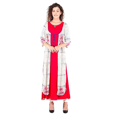 Women Printed Kurtis Red-FF-K602-Red-XL