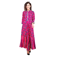 Women Printed kurti Fushia Pink