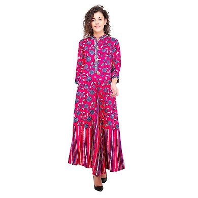 Women Printed kurti Fushia Pink-FF-K607-Fshia-2XL