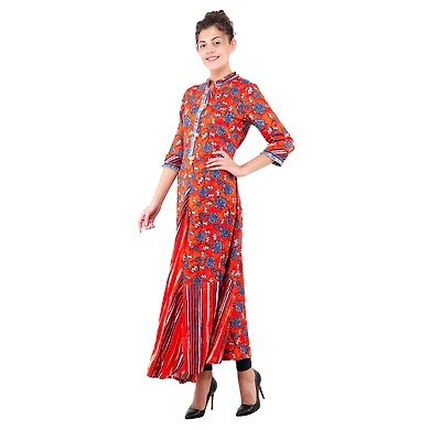 Women Printed kurti Orange-2XL-Orange-1