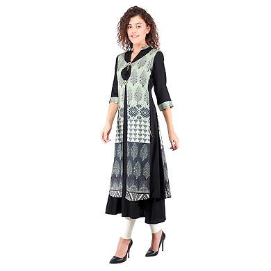 Women's festive &amp; Party wear kurti Green-L-Green-1