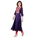 Women's Embroidered Falred Kurti Navy-M-Navy-1-sm