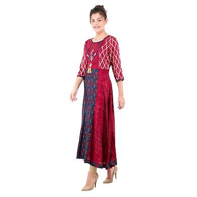 Women's Printed Kurtis Mehroon-Mehroon-2XL-1