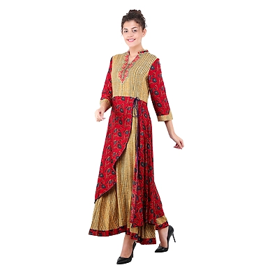 Women's Printed Kurtis Mehroon-Mehroon-XL-1