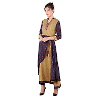 Women's Printed Kurtis Navy-Navy-L
