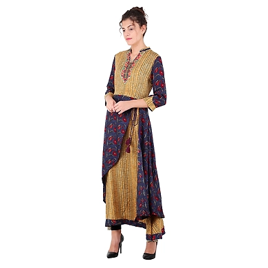 Women's Printed Kurtis Navy-2XL-Navy-1