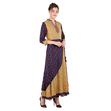 Women's Printed Kurtis Navy-3XL-Navy-2
