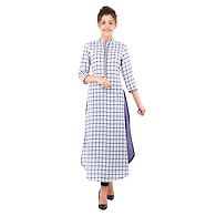 Women's Checkered Kurtis Blue