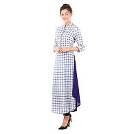 Women's Checkered Kurtis Blue-Blue-2XL
