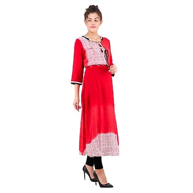 Women's Casual Printed Kurti Red-Red-3XL-2