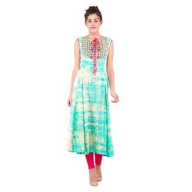 Women's Casual Embroidered Kurti Print-C-FF-K411-Print-C-M