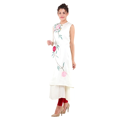 Women's Casual Printed Kurti Off-White-M-Off-White-2