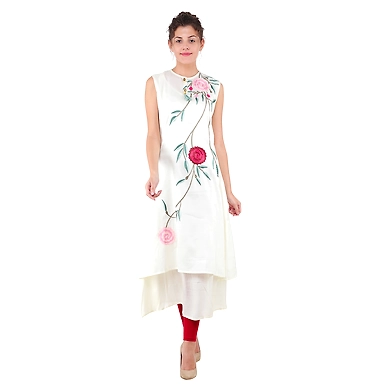 Women's Casual Printed Kurti Off-White-FF-K810-Off-White-3XL