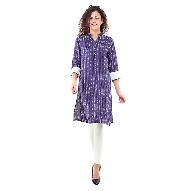 Women's Straight Printed Kurti Blue-FF-K811-Print-A-XL