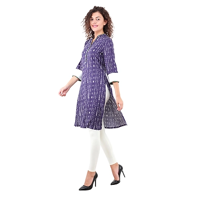 Women's Straight Printed Kurti Blue-XL-Blue-1