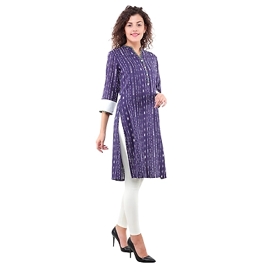 Women's Straight Printed Kurti Blue-2XL-Blue-2