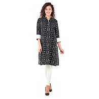 Women's Straight Printed Kurti Black