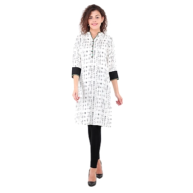 Women's Straight Printed Kurti Off-white-FF-K811-Print-C-XL