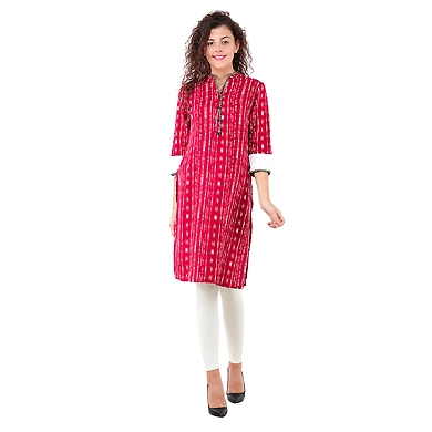 Women's Straight Printed Kurti Mehroon-FF-K811-Print-D-M