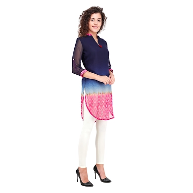 Women's Straight Printed Kurti Navy-M-Navy-2