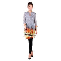 Women's Straight Printed Kurti Grey