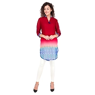 Women's Straight Printed Kurti Mehroon